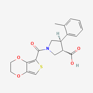 molecular formula C19H19NO5S B5587856 (3S*,4R*)-1-(2,3-dihydrothieno[3,4-b][1,4]dioxin-5-ylcarbonyl)-4-(2-methylphenyl)pyrrolidine-3-carboxylic acid 