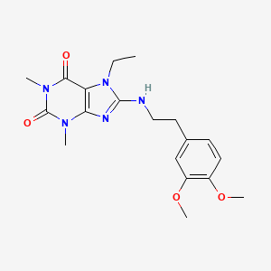 molecular formula C19H25N5O4 B5587931 8-{[2-(3,4-dimethoxyphenyl)ethyl]amino}-7-ethyl-1,3-dimethyl-3,7-dihydro-1H-purine-2,6-dione 