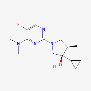 molecular formula C14H21FN4O B5587942 (3R*,4R*)-3-cyclopropyl-1-[4-(dimethylamino)-5-fluoropyrimidin-2-yl]-4-methylpyrrolidin-3-ol 