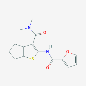 molecular formula C15H16N2O3S B5587974 N-{3-[(dimethylamino)carbonyl]-5,6-dihydro-4H-cyclopenta[b]thien-2-yl}-2-furamide 