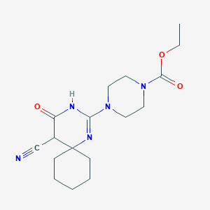 ethyl 4-(5-cyano-4-oxo-1,3-diazaspiro[5.5]undec-2-en-2-yl)-1-piperazinecarboxylate