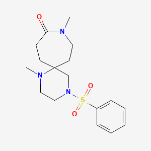 molecular formula C17H25N3O3S B5587990 1,9-dimethyl-4-(phenylsulfonyl)-1,4,9-triazaspiro[5.6]dodecan-10-one 