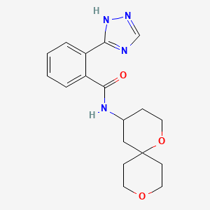 molecular formula C18H22N4O3 B5588003 N-1,9-dioxaspiro[5.5]undec-4-yl-2-(1H-1,2,4-triazol-3-yl)benzamide 
