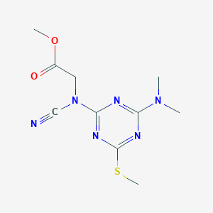molecular formula C10H14N6O2S B5588025 methyl N-cyano-N-[4-(dimethylamino)-6-(methylthio)-1,3,5-triazin-2-yl]glycinate 