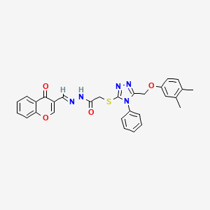 molecular formula C29H25N5O4S B5588044 2-({5-[(3,4-dimethylphenoxy)methyl]-4-phenyl-4H-1,2,4-triazol-3-yl}thio)-N'-[(4-oxo-4H-chromen-3-yl)methylene]acetohydrazide 