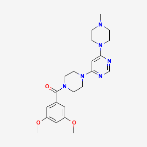 molecular formula C22H30N6O3 B5588088 4-[4-(3,5-dimethoxybenzoyl)-1-piperazinyl]-6-(4-methyl-1-piperazinyl)pyrimidine 