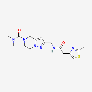 molecular formula C16H22N6O2S B5588137 N,N-dimethyl-2-({[(2-methyl-1,3-thiazol-4-yl)acetyl]amino}methyl)-6,7-dihydropyrazolo[1,5-a]pyrazine-5(4H)-carboxamide 