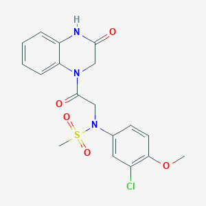 molecular formula C18H18ClN3O5S B5588138 N-(3-chloro-4-methoxyphenyl)-N-[2-oxo-2-(3-oxo-3,4-dihydro-1(2H)-quinoxalinyl)ethyl]methanesulfonamide 