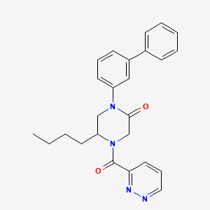 molecular formula C25H26N4O2 B5588143 1-(3-biphenylyl)-5-butyl-4-(3-pyridazinylcarbonyl)-2-piperazinone 