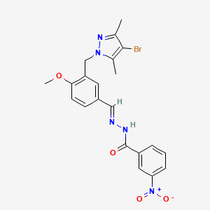 molecular formula C21H20BrN5O4 B5588148 N'-{3-[(4-溴-3,5-二甲基-1H-吡唑-1-基)甲基]-4-甲氧基苄叉亚甲基}-3-硝基苯甲酰肼 