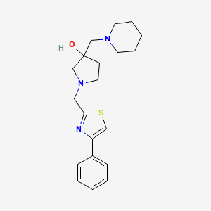 molecular formula C20H27N3OS B5588168 1-[(4-phenyl-1,3-thiazol-2-yl)methyl]-3-(piperidin-1-ylmethyl)pyrrolidin-3-ol 