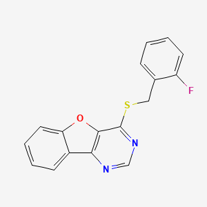molecular formula C17H11FN2OS B5588176 4-[(2-fluorobenzyl)thio][1]benzofuro[3,2-d]pyrimidine 