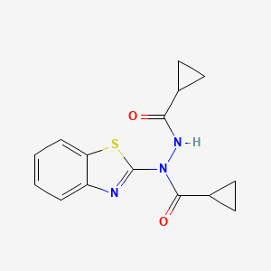 molecular formula C15H15N3O2S B5588216 N-1,3-benzothiazol-2-yl-N'-(cyclopropylcarbonyl)cyclopropanecarbohydrazide 