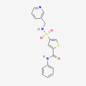 molecular formula C17H15N3O3S2 B5588255 N-phenyl-4-{[(pyridin-3-ylmethyl)amino]sulfonyl}thiophene-2-carboxamide 
