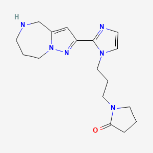 molecular formula C17H24N6O B5588278 1-{3-[2-(5,6,7,8-tetrahydro-4H-pyrazolo[1,5-a][1,4]diazepin-2-yl)-1H-imidazol-1-yl]propyl}-2-pyrrolidinone dihydrochloride 