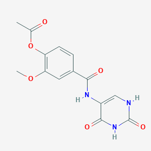 molecular formula C14H13N3O6 B5588302 4-{[(2,4-dioxo-1,2,3,4-tetrahydro-5-pyrimidinyl)amino]carbonyl}-2-methoxyphenyl acetate 