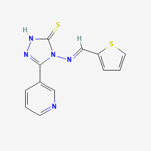 molecular formula C12H9N5S2 B5588310 5-(3-pyridinyl)-4-[(2-thienylmethylene)amino]-4H-1,2,4-triazole-3-thiol 