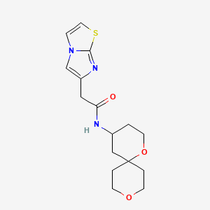 molecular formula C16H21N3O3S B5588333 N-1,9-二氧杂螺[5.5]十一烷-4-基-2-咪唑并[2,1-b][1,3]噻唑-6-基乙酰胺 