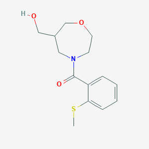 molecular formula C14H19NO3S B5588340 {4-[2-(methylthio)benzoyl]-1,4-oxazepan-6-yl}methanol 