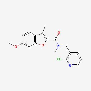molecular formula C18H17ClN2O3 B5588355 N-[(2-chloro-3-pyridinyl)methyl]-6-methoxy-N,3-dimethyl-1-benzofuran-2-carboxamide 