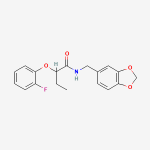 molecular formula C18H18FNO4 B5588377 N-(1,3-benzodioxol-5-ylmethyl)-2-(2-fluorophenoxy)butanamide 