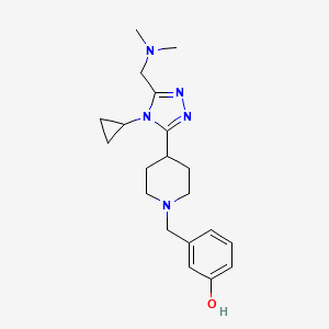 molecular formula C20H29N5O B5588411 3-[(4-{4-cyclopropyl-5-[(dimethylamino)methyl]-4H-1,2,4-triazol-3-yl}piperidin-1-yl)methyl]phenol 