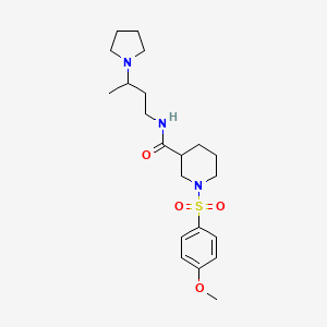 molecular formula C21H33N3O4S B5588508 1-[(4-methoxyphenyl)sulfonyl]-N-[3-(1-pyrrolidinyl)butyl]-3-piperidinecarboxamide 