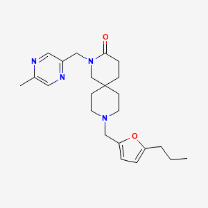 molecular formula C23H32N4O2 B5588552 2-[(5-methylpyrazin-2-yl)methyl]-9-[(5-propyl-2-furyl)methyl]-2,9-diazaspiro[5.5]undecan-3-one 