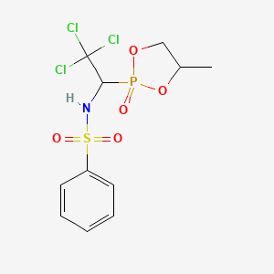 molecular formula C11H13Cl3NO5PS B5588557 N-[2,2,2-trichloro-1-(4-methyl-2-oxido-1,3,2-dioxaphospholan-2-yl)ethyl]benzenesulfonamide 