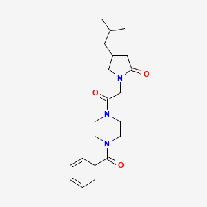 molecular formula C21H29N3O3 B5588568 1-[2-(4-benzoylpiperazin-1-yl)-2-oxoethyl]-4-isobutylpyrrolidin-2-one 