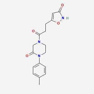 molecular formula C17H19N3O4 B5588573 4-[3-(3-hydroxy-5-isoxazolyl)propanoyl]-1-(4-methylphenyl)-2-piperazinone 