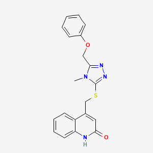 molecular formula C20H18N4O2S B5588602 4-({[4-methyl-5-(phenoxymethyl)-4H-1,2,4-triazol-3-yl]thio}methyl)quinolin-2(1H)-one 