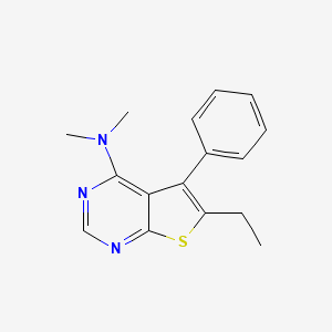 molecular formula C16H17N3S B5588614 6-ethyl-N,N-dimethyl-5-phenylthieno[2,3-d]pyrimidin-4-amine 