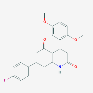 molecular formula C23H22FNO4 B5588615 4-(2,5-dimethoxyphenyl)-7-(4-fluorophenyl)-4,6,7,8-tetrahydro-2,5(1H,3H)-quinolinedione 
