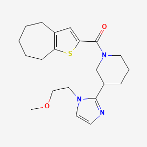molecular formula C21H29N3O2S B5588655 3-[1-(2-methoxyethyl)-1H-imidazol-2-yl]-1-(5,6,7,8-tetrahydro-4H-cyclohepta[b]thien-2-ylcarbonyl)piperidine 
