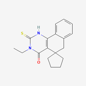 molecular formula C18H20N2OS B5588661 3-乙基-2-硫代-2,3-二氢-1H-螺[苯并[h]喹唑啉-5,1'-环戊烷]-4(6H)-酮 