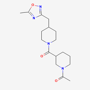 molecular formula C17H26N4O3 B5588667 1-acetyl-3-({4-[(5-methyl-1,2,4-oxadiazol-3-yl)methyl]-1-piperidinyl}carbonyl)piperidine 