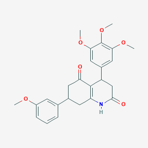 molecular formula C25H27NO6 B5588710 7-(3-methoxyphenyl)-4-(3,4,5-trimethoxyphenyl)-4,6,7,8-tetrahydro-2,5(1H,3H)-quinolinedione 