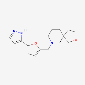 molecular formula C16H21N3O2 B5588716 7-{[5-(1H-pyrazol-3-yl)-2-furyl]methyl}-2-oxa-7-azaspiro[4.5]decane 