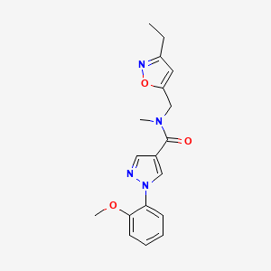 molecular formula C18H20N4O3 B5588761 N-[(3-ethyl-5-isoxazolyl)methyl]-1-(2-methoxyphenyl)-N-methyl-1H-pyrazole-4-carboxamide 