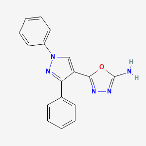 molecular formula C17H13N5O B5588766 5-(1,3-diphenyl-1H-pyrazol-4-yl)-1,3,4-oxadiazol-2-amine 