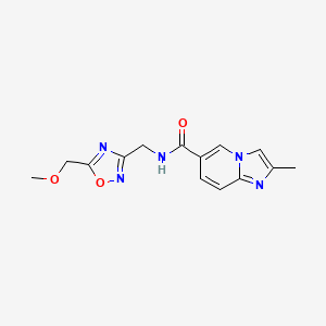 molecular formula C14H15N5O3 B5588775 N-{[5-(methoxymethyl)-1,2,4-oxadiazol-3-yl]methyl}-2-methylimidazo[1,2-a]pyridine-6-carboxamide 