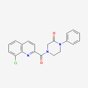 molecular formula C20H16ClN3O2 B5588799 4-[(8-chloro-2-quinolinyl)carbonyl]-1-phenyl-2-piperazinone 