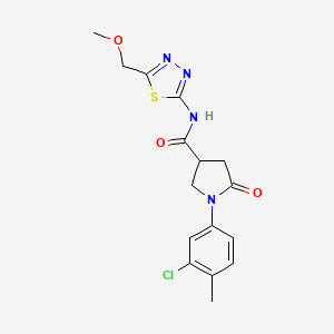 molecular formula C16H17ClN4O3S B5588810 1-(3-chloro-4-methylphenyl)-N-[5-(methoxymethyl)-1,3,4-thiadiazol-2-yl]-5-oxo-3-pyrrolidinecarboxamide 