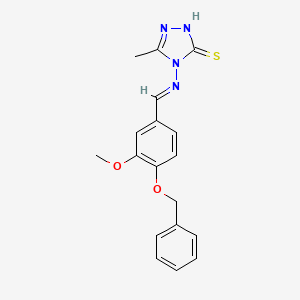 molecular formula C18H18N4O2S B5588815 4-{[4-(benzyloxy)-3-methoxybenzylidene]amino}-5-methyl-4H-1,2,4-triazole-3-thiol 