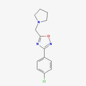 molecular formula C13H14ClN3O B5588887 3-(4-chlorophenyl)-5-(1-pyrrolidinylmethyl)-1,2,4-oxadiazole 