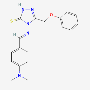 molecular formula C18H19N5OS B5588892 4-{[4-(dimethylamino)benzylidene]amino}-5-(phenoxymethyl)-4H-1,2,4-triazole-3-thiol 