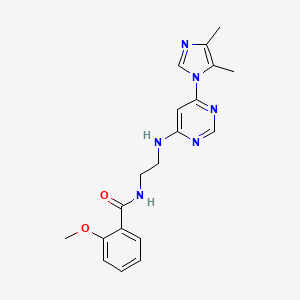 molecular formula C19H22N6O2 B5588911 N-(2-{[6-(4,5-dimethyl-1H-imidazol-1-yl)-4-pyrimidinyl]amino}ethyl)-2-methoxybenzamide 
