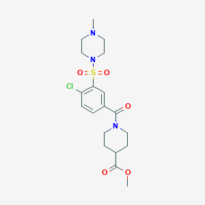 molecular formula C19H26ClN3O5S B5588935 methyl 1-{4-chloro-3-[(4-methyl-1-piperazinyl)sulfonyl]benzoyl}-4-piperidinecarboxylate 