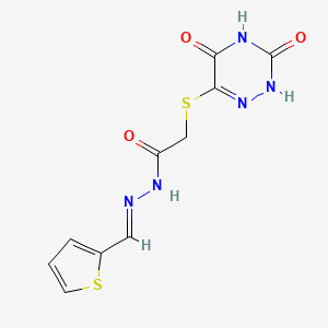 molecular formula C10H9N5O3S2 B5588937 2-[(3,5-dioxo-2,3,4,5-tetrahydro-1,2,4-triazin-6-yl)thio]-N'-(2-thienylmethylene)acetohydrazide 